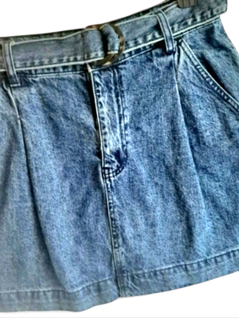 Free People-We The Free Med Blue Jean Mini Skirt With Matching Belt Sz 30 (10)